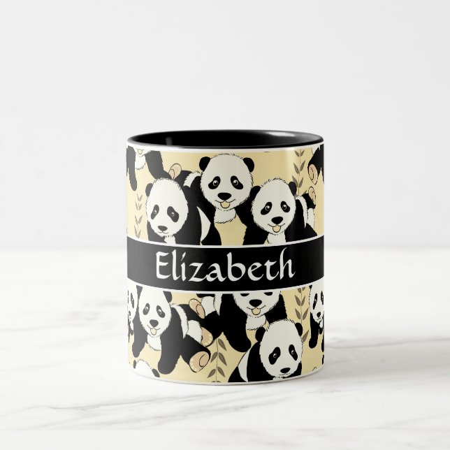 Panda-Bärn-grafisches Muster personifizieren Zweifarbige Tasse (Mittel)