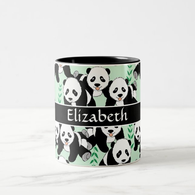 Panda-Bärn-grafisches Muster personifizieren Zweifarbige Tasse (Mittel)