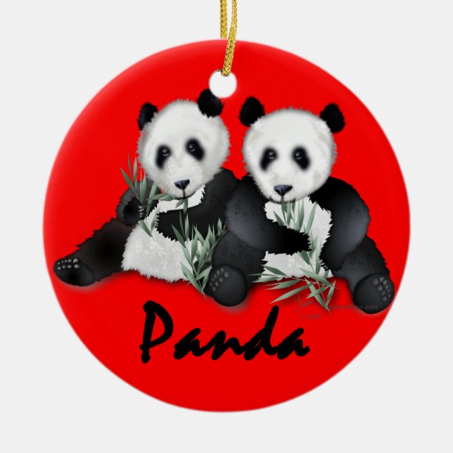 Panda-Bärn-Weihnachtsverzierung Keramik Ornament (Vorne)