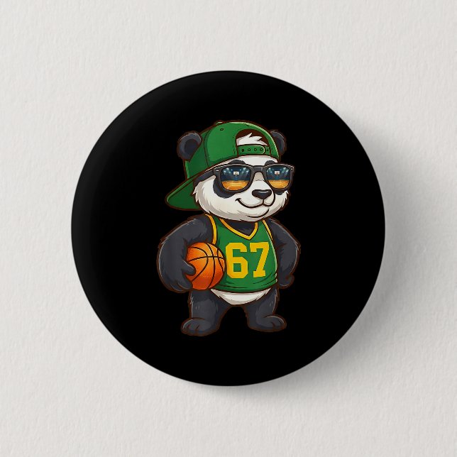 Panda Basketball 67 Gen Alpha Slang Srts Men Boys  Button (Vorderseite)