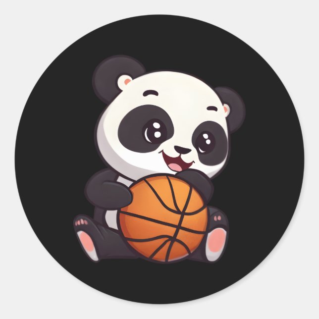Panda Basketball Basketball Basketball Runder Aufkleber (Vorderseite)