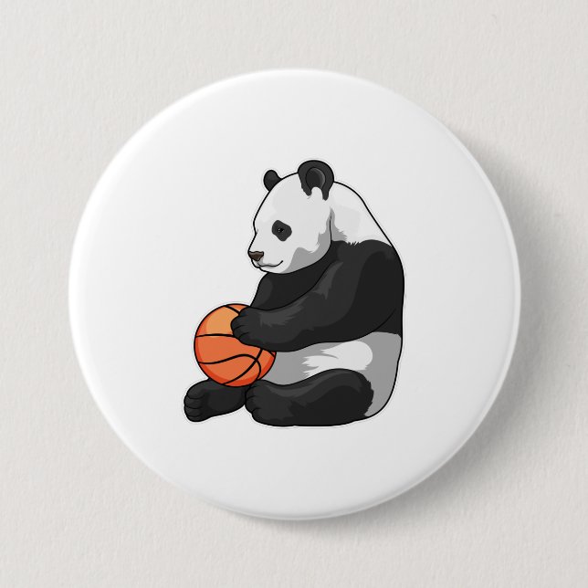 Panda Basketball-Spieler Basketball Button (Vorderseite)