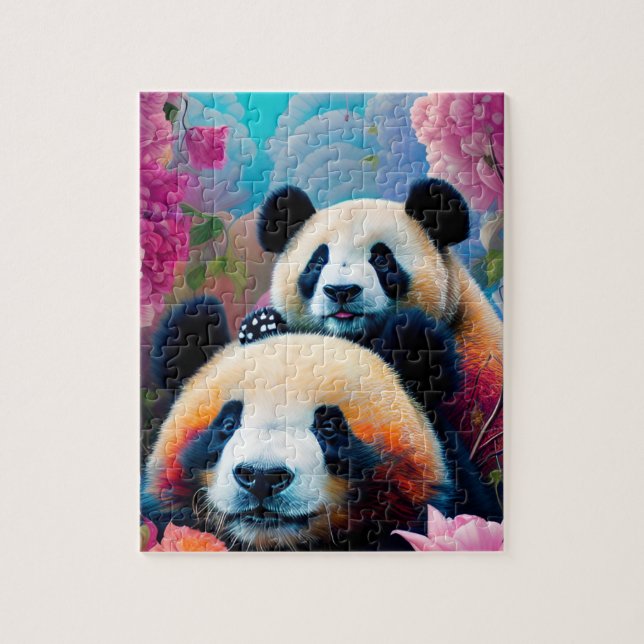 Panda Bear and Cube mit Blume (Vertikal)