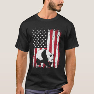 Panda Bear Animal American Flag T-Shirt