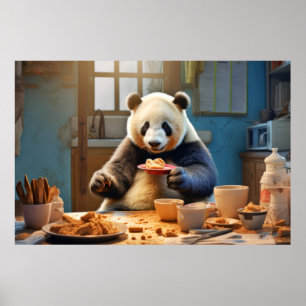Panda Bear Animal Fun Kochen Küche glückliche Zeit Poster