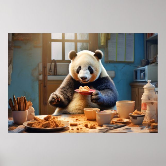 Panda Bear Animal Fun Kochen Küche glückliche Zeit Poster (Vorne)