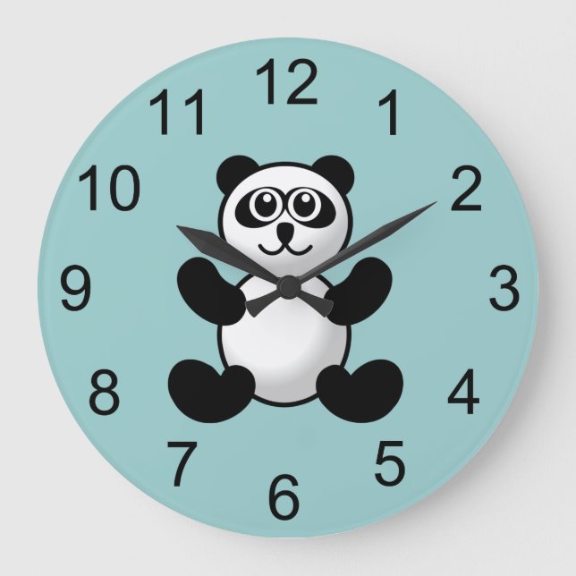 Panda Bear Animal Wall Clock Große Wanduhr (Vorderseite)