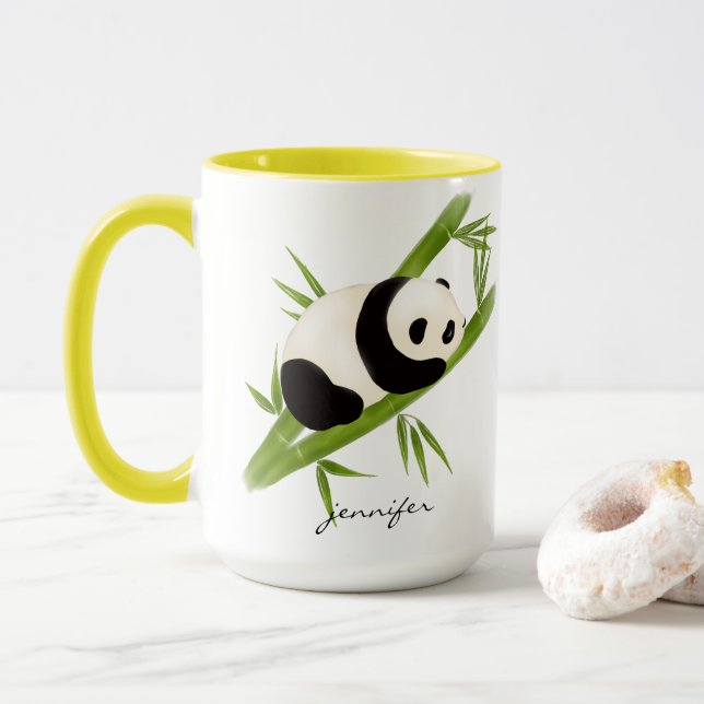 Panda Bear auf der Tasse Bamboo Tree (Mit Donut)