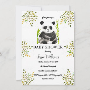 Panda Bear Baby Dusche Grüne Natur Einladung