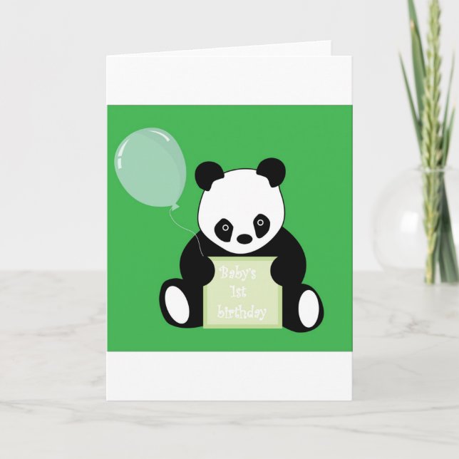 Panda Bear Babys 1. Geburtstag Karte (Vorderseite)