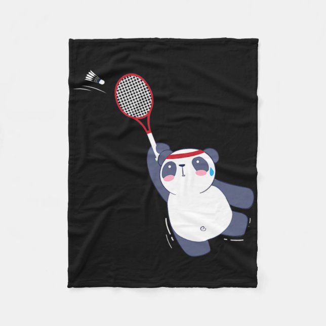Panda Bear Badminton Player Single verdoppeln Ace  Fleecedecke (Vorderseite)