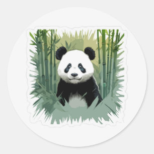 Panda Bear Bamboo im Wald Runder Aufkleber