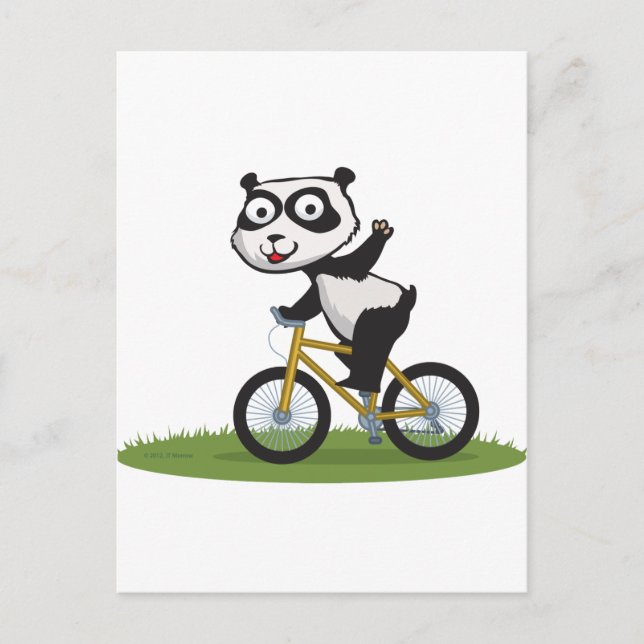 Panda Bear Biker Postkarte (Vorderseite)