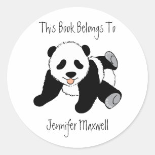 Panda Bear Buchzeichen Runder Aufkleber