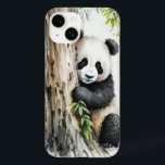 Panda Bear by Tree Case-Mate iPhone 14 Hülle<br><div class="desc">Niedlicher Panda-Bär an einem Baum mit Bambus-Blätter in einem Aquarellwerk.</div>