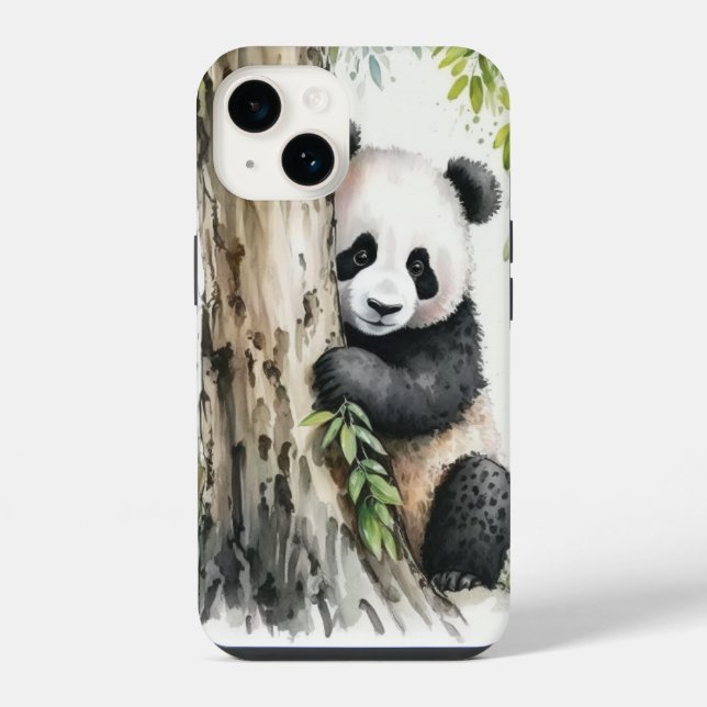 Panda Bear by Tree iPhone 14 Hülle (Rückseite)