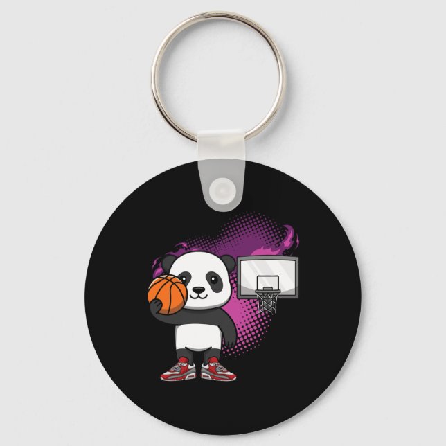 Panda Bear Bysketbyll Player Animal Lover Hoops Dr Schlüsselanhänger (Vorderseite)