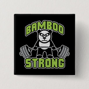 Panda Bear Cartoon - Bamboo Strong - Deadlift Button