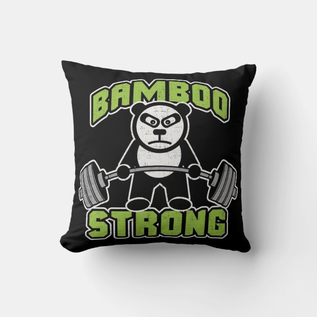 Panda Bear Cartoon - Bamboo Strong - Deadlift Kissen (Vorderseite)