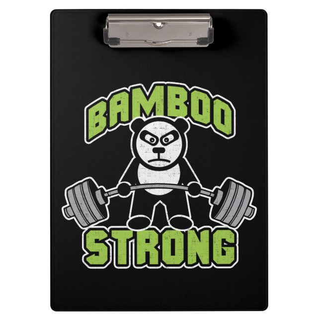 Panda Bear Cartoon - Bamboo Strong - Deadlift Klemmbrett (Vorderseite)