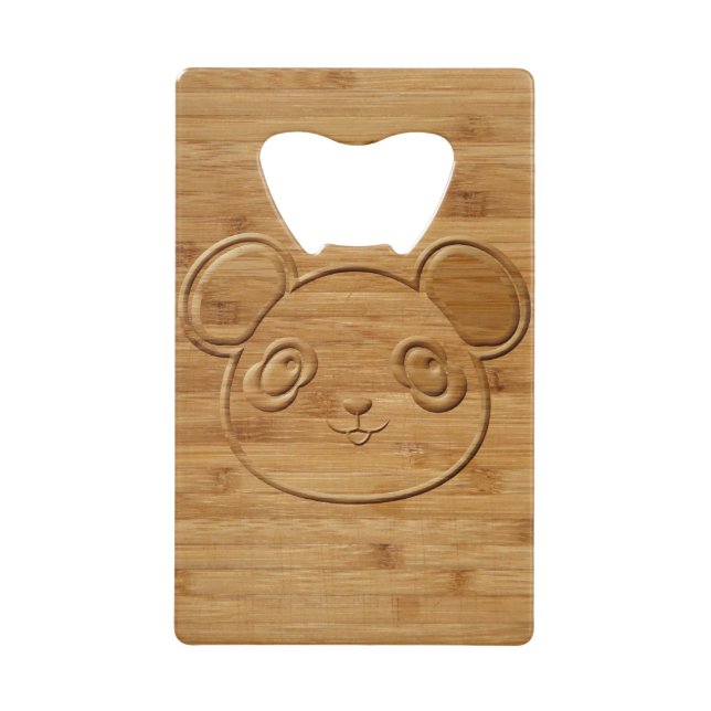 Panda Bear Carved Bamboo Print Geldbeutel Flaschenöffner (Vorderseite)
