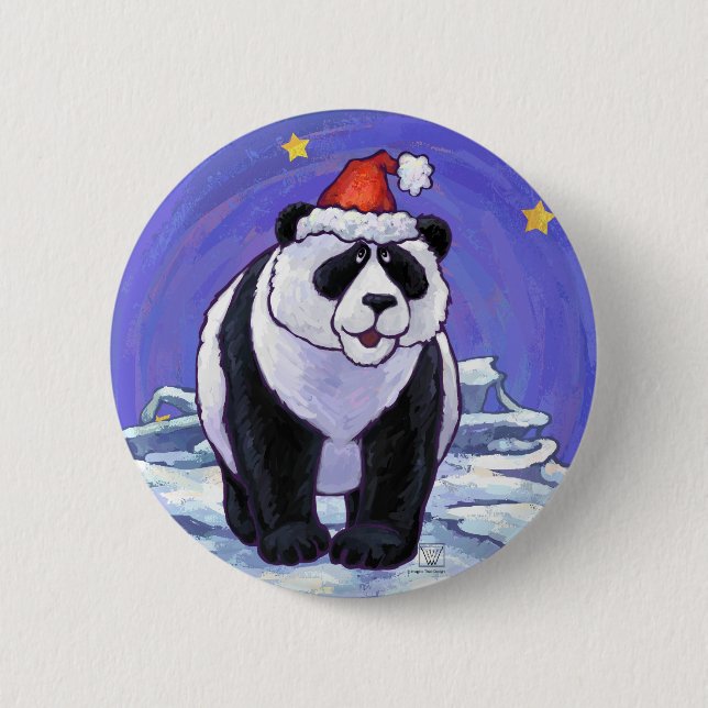 Panda Bear Christmas Button (Vorderseite)