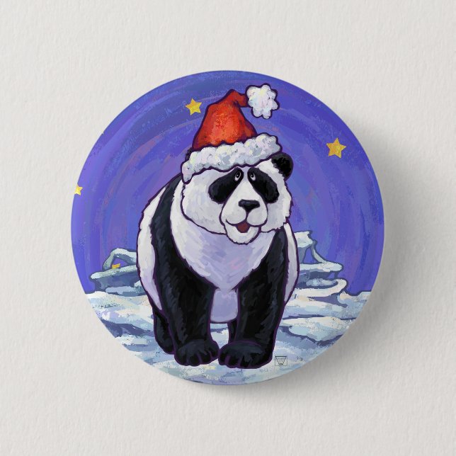 Panda Bear Christmas Button (Vorderseite)