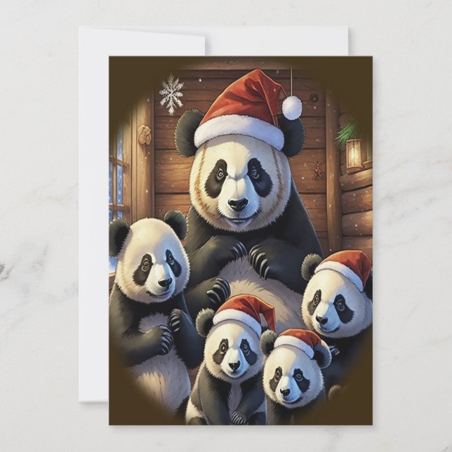Panda Bear Christmas Einladung (Vorderseite)