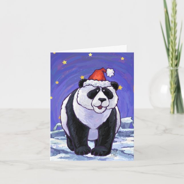 Panda Bear Christmas Feiertagskarte (Vorderseite)