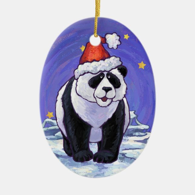 Panda Bear Christmas Keramikornament (Vorne)