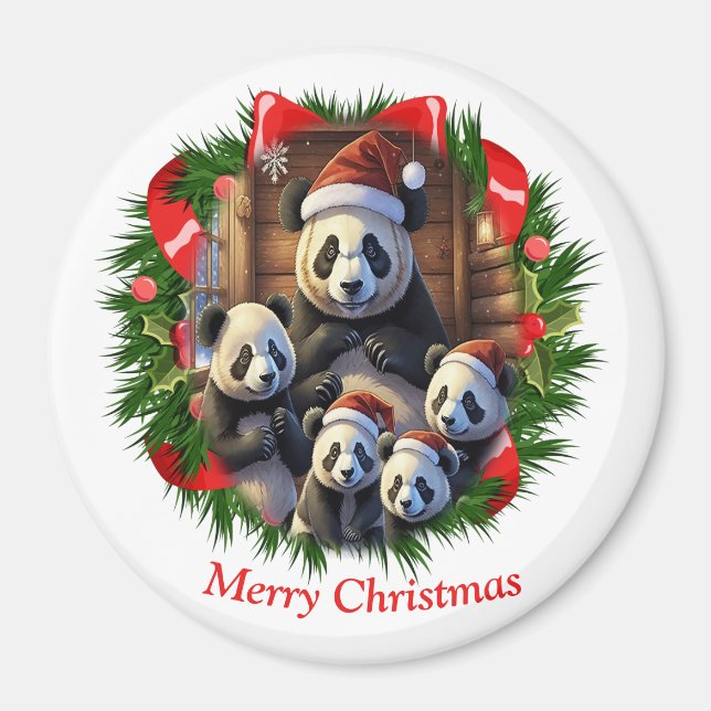 Panda Bear Christmas Magnet (Vorne)