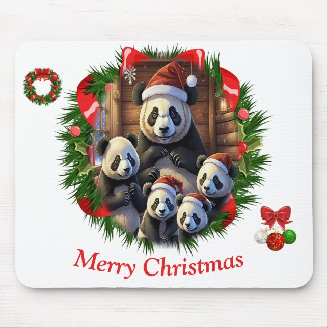 Panda Bear Christmas Mousepad (Vorne)