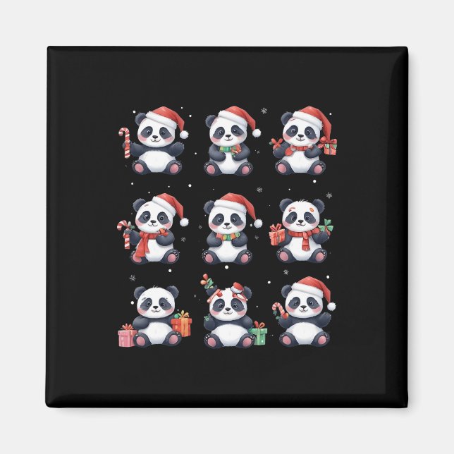 Panda Bear Christmas Weihnachtsmannmütze Funny Ani Magnet (Vorne)