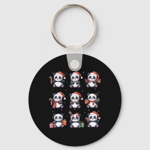 Panda Bear Christmas Weihnachtsmannmütze Funny Ani Schlüsselanhänger