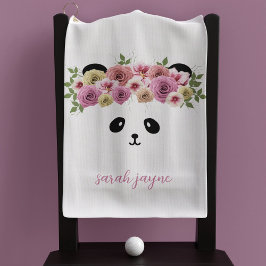 Panda Bear Face Custom Girl's White Golf Handtuch