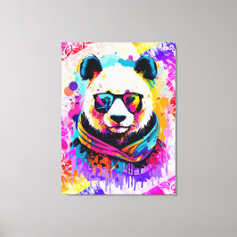 Panda Bear - farbenfrohe Panda Bären Malerei Leinwanddruck