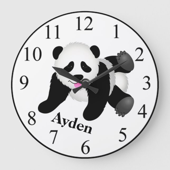 Panda Bear Große Wanduhr (Vorderseite)