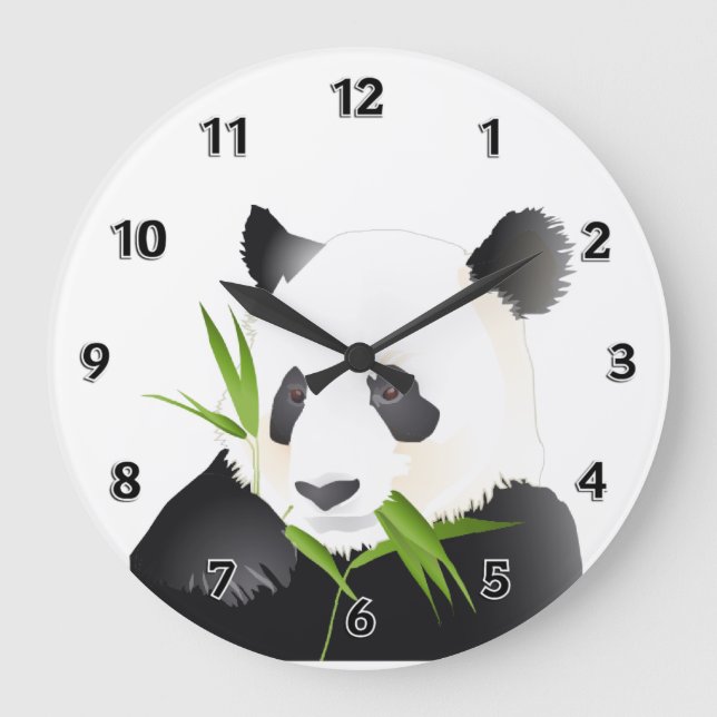 Panda Bear Große Wanduhr (Vorderseite)