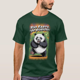 Panda Bear having Fun making Farts on a Green T-Shirt