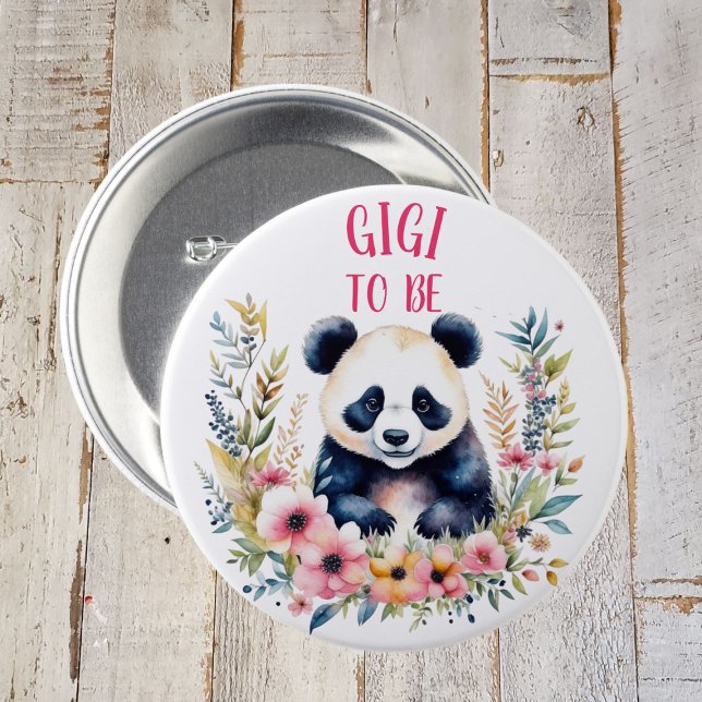 Panda Bear in Blume Baby Shower Gigi zu sein Button (Von Creator hochgeladen)