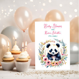 Panda Bear in Blume Girl's Baby Shower Einladung