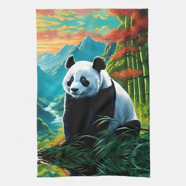 Panda Bear in den Wolken Geschirrtuch (Vertikal)