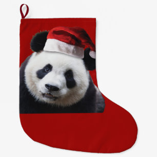 Panda Bear in einem Weihnachtshut Großer Weihnachtsstrumpf