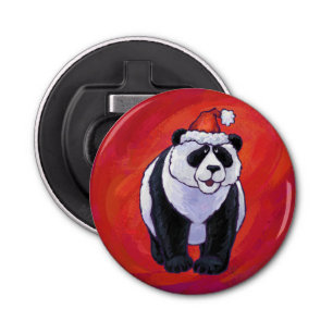 Panda Bear in Weihnachtsmannmütze auf Rot Flaschenöffner