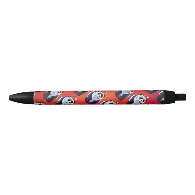Panda Bear in Weihnachtsmannmütze auf Rot Kugelschreiber (Vorderseite)