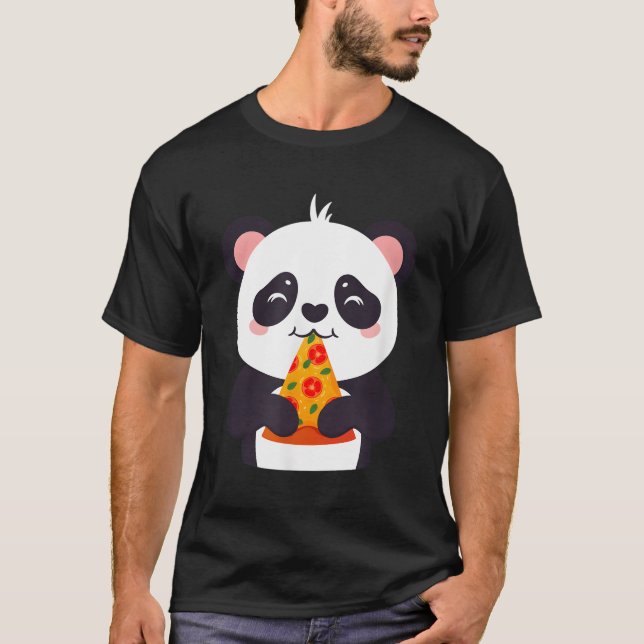 Panda Bear isst Pizza T-Shirt (Vorderseite)