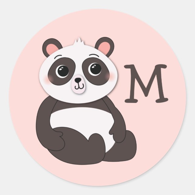 Panda Bear Kid's Niedlich Name Umschlag Aufkleber  (Vorderseite)