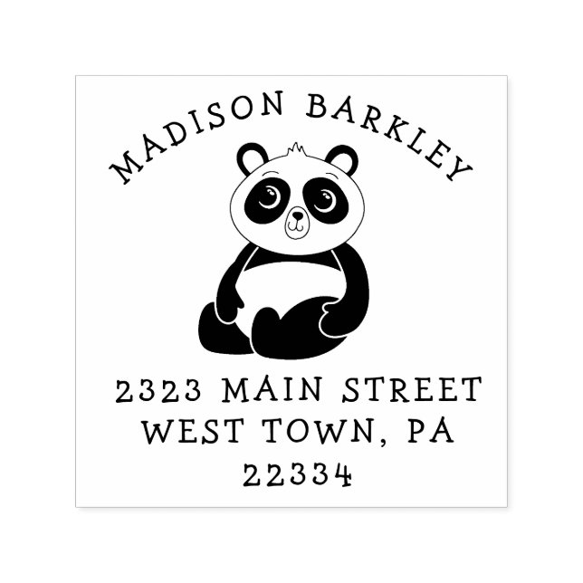 Panda Bear Kid's Niedliche Rücksendeadresse Briefm Permastempel (Design)