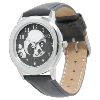 Panda Bear Kid's Stainless Steel Leder Watch Armbanduhr