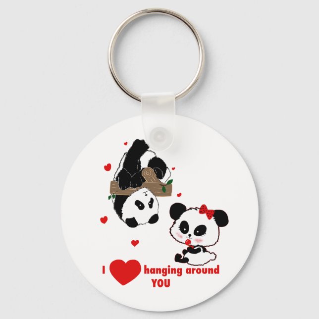 Panda Bear Liebe Couple - Mann zu Frau Geschenkide Schlüsselanhänger (Vorderseite)